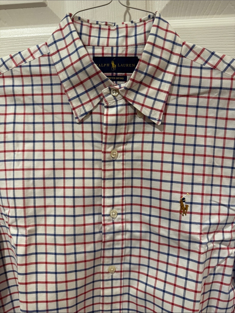 Polo Ralph Lauren White Shirt with Red and Blue Grid Check